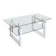 thumbnail image 6 of Hassch 2-Tier Glass Coffee Table, 39.5" Transparent Tempered Glass Top with Metal Legs, Modern Mirrored Accent Table, for Living Room, Silver, 6 of 6