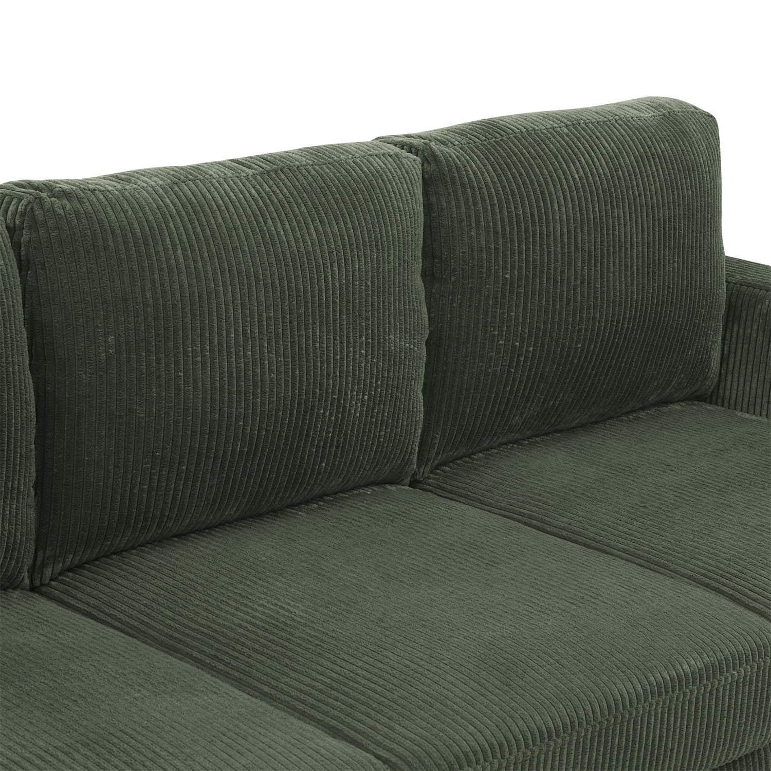 Hommoo Corduroy U shape Modular 4-Seat Sectional Sofa with Movable Ottoman, Living Room Furniture Set for Home, Green