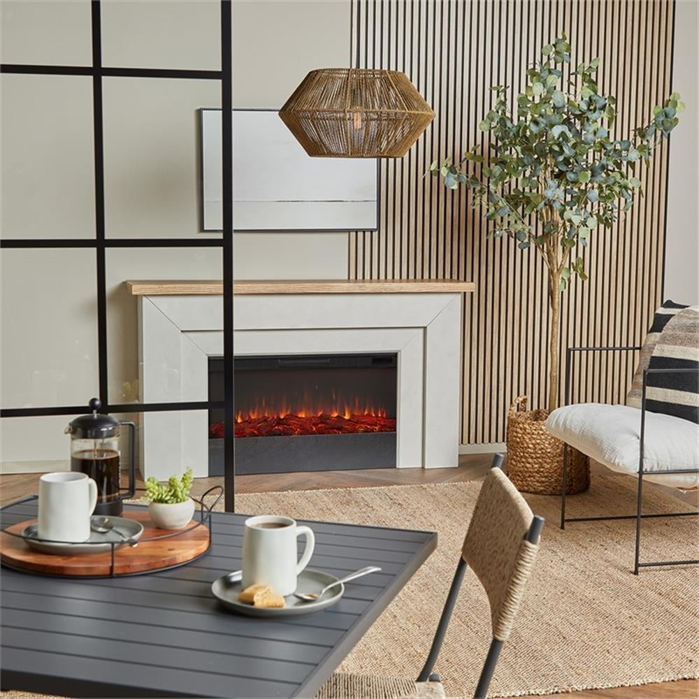 Bowery Hill 68" Wood Landscape Electric Fireplace in Venetian Gray