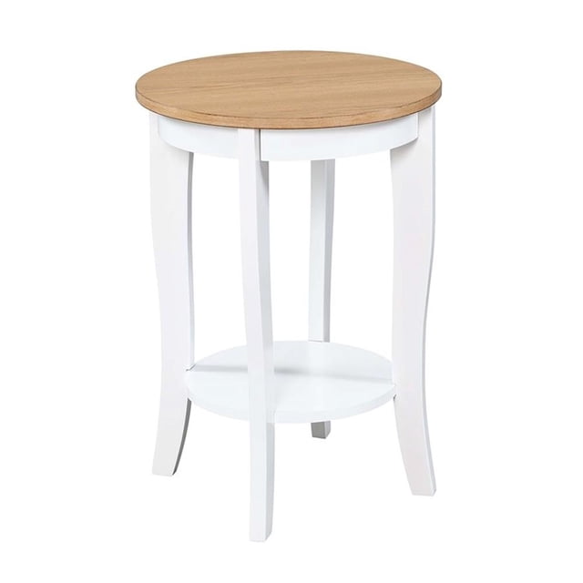 Convenience Concepts Table d'Appoint Ronde American Heritage en Blanc et Bois Naturel