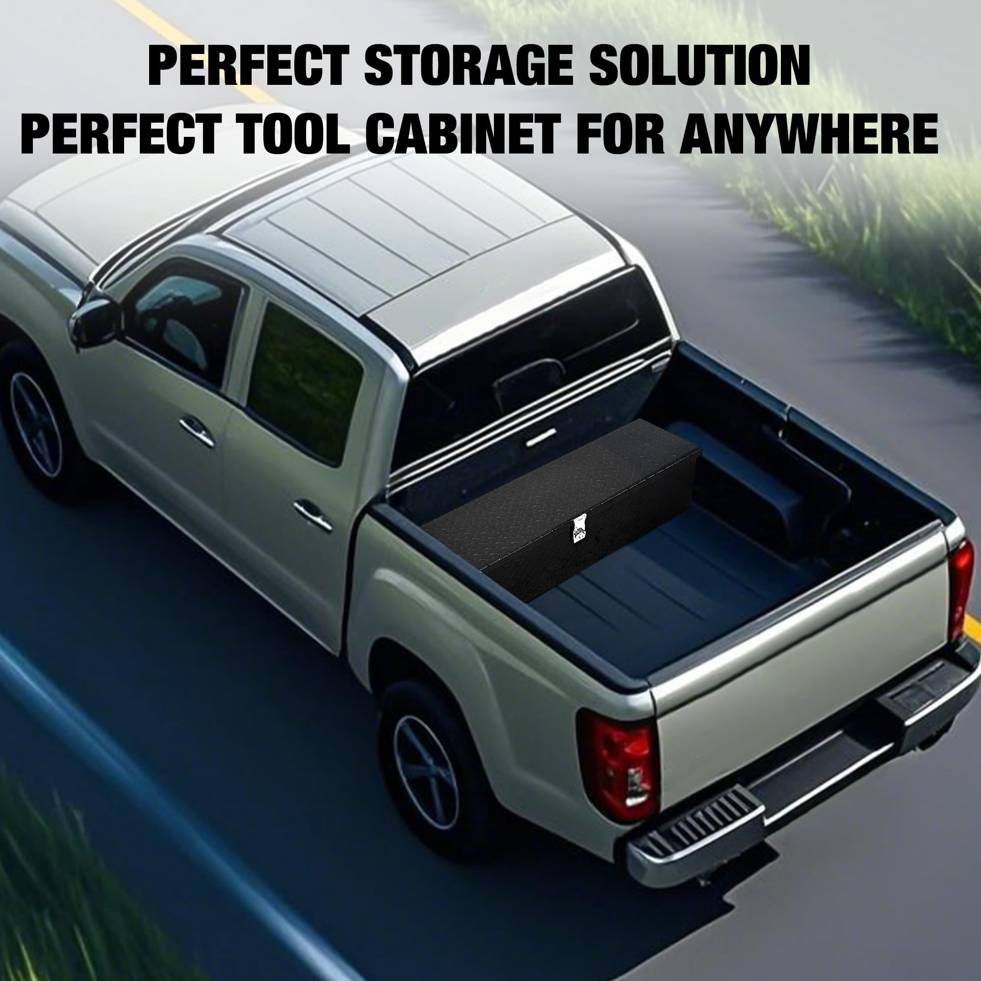 Truck Bed Tool Box, Heavy Duty Metal Tool Box Organizer, Trailer Box with Safe Hinge for Truck, Pickup, RV, Trailer