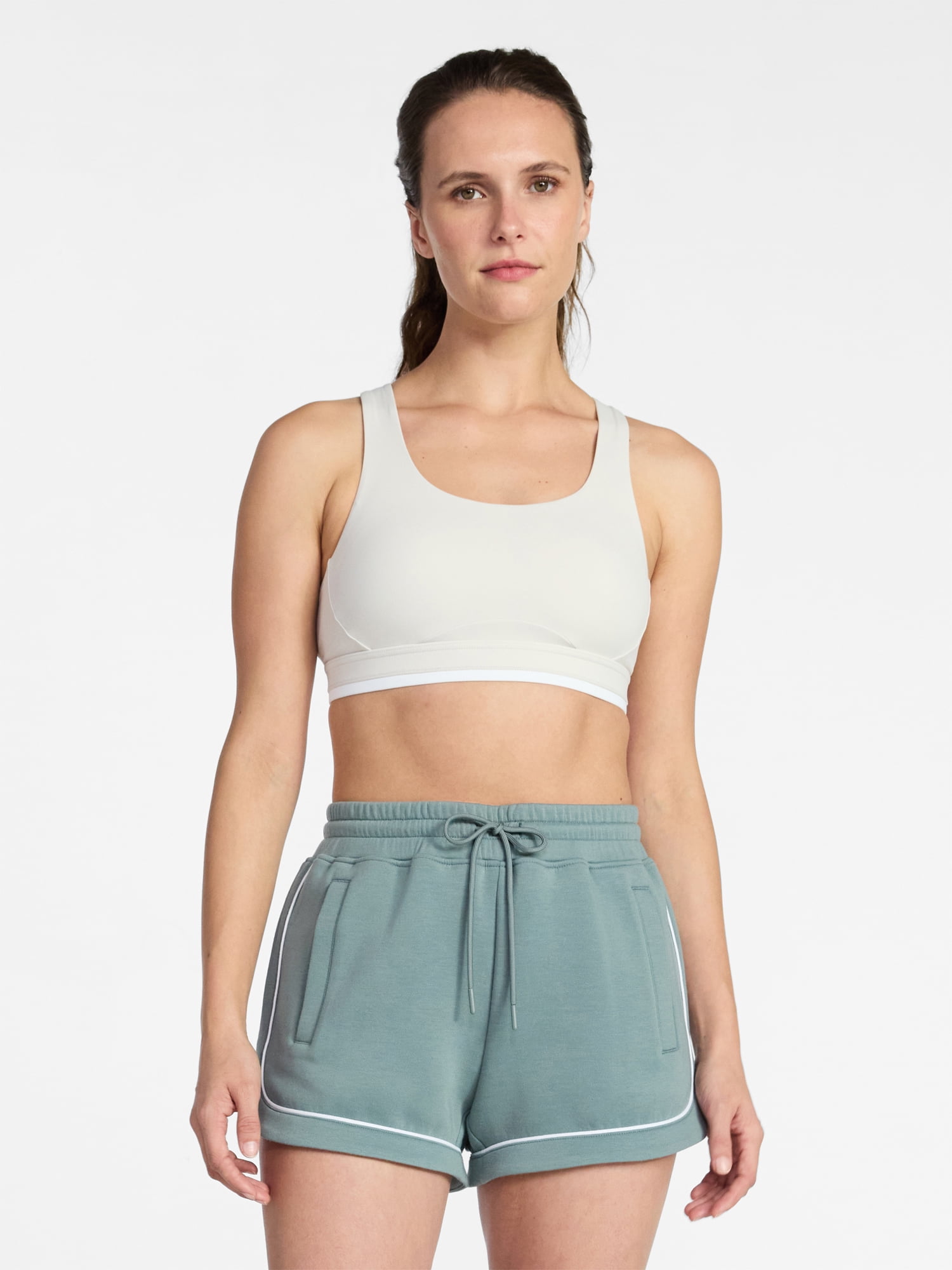 Avia Women's Medium Support Open Back and Contrast Tipping Sports Bra, XS-XXXL