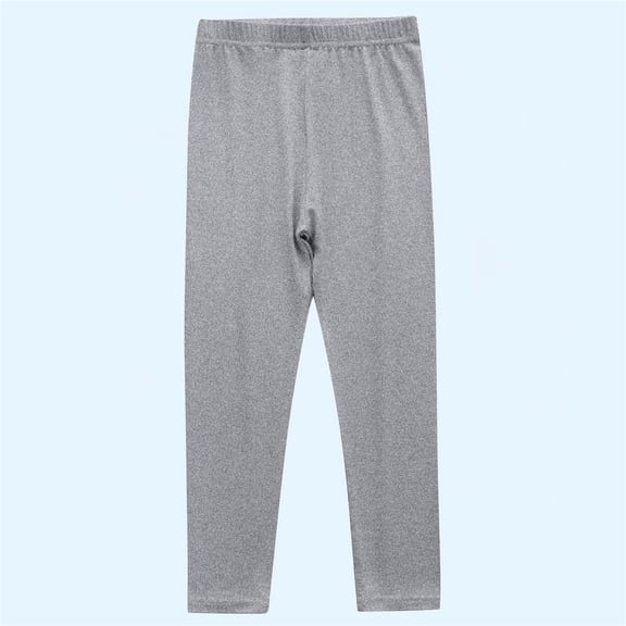 CQONEPT Kids Girl's Cotton Crop Leggings Casual Loose Wide Leg Pants School Uniform Trendy Pants for Preppy Gray 7 Years