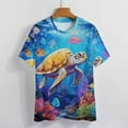 thumbnail image 3 of Nautical Green Sea Turtles Women's Short Sleeve T-Shirt Crew Neck Casual Summer Trendy Loose Fit Tops, 3 of 6