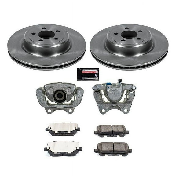 PowerStop Rear Stock Replacement Brake Pad and Rotor Kit with Calipers Fits: DODGE Select Models KCOE7052