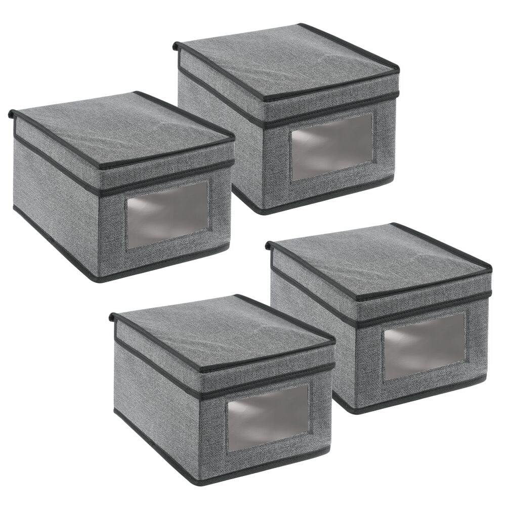 Dark Gray/Black mDesign Soft Fabric Closet Storage Organizer Cube Bin 2 Pack 