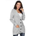 thumbnail image 3 of Women Black/Gray/Green/Red/Purple Front Pocket and Buttons Closure Cardigan, 3 of 6