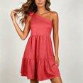 thumbnail image 6 of YuXingFu Wedding Guest Dresses for Women Short Mini Sleeveless Plus Size Womens Dress Crew Neck Solid Color Slim Fit Casual Summer Red XXL, 6 of 9