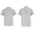 thumbnail image 4 of Solid Color Men Short Sleeved Stand Collar Button Blouse With Pocket, 4 of 5