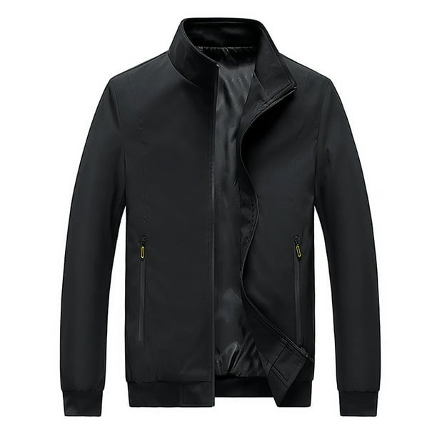 Chaquetas Para Hombres Chaqueta de Otoño Sólido Abrigo de Manga Larga Bolsillo Con Cremallera Cuello Alto Con Capucha Odeerbi ODB175886