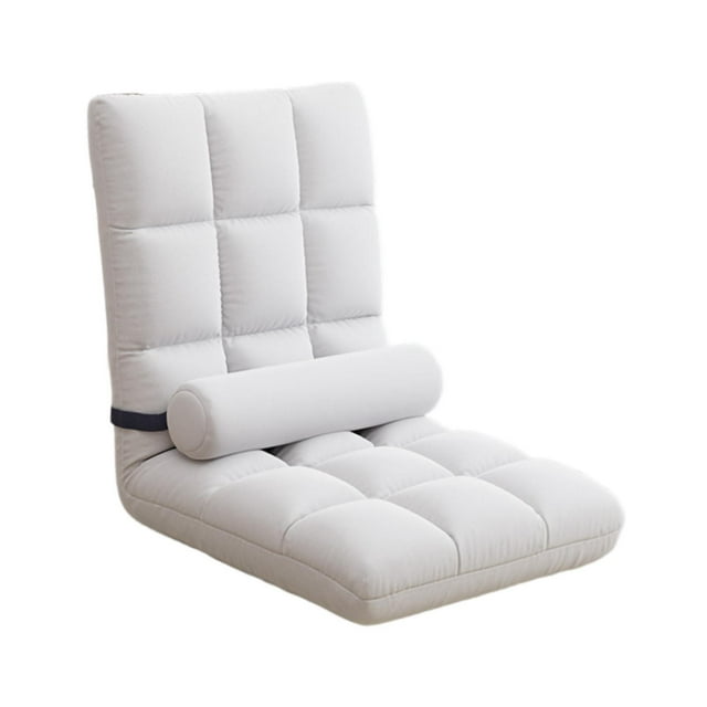 jifeng Chaise de Sol avec Soutien Dorsal 5 Positions Réglable Fauteuil Inclinable d'Appartement Blanc