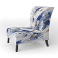 thumbnail image 3 of Designart "Cubist Kaléidoscope en Bleu et Blanc III" Chaise d'Appoint Rembourrée Cubisme Bleu - Fauteuil Moderne pour Salon, 3 of 7