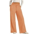 thumbnail image 2 of Puntoco Pants for women Womens Wide Leg Sweatpants High Waisted Baggy Lounge Pants Drawstring Athletic Flared Joggers with Pockets Orange 4(S), 2 of 9