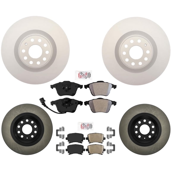 Front & Rear Coated Disc Brake Rotors & Brake Pads For Passat AWD V6 06-08