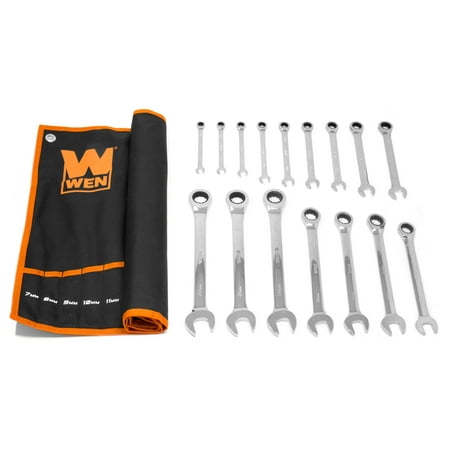 UPC: 0044459992509 | WEN 16-Piece Professional-Grade Ratcheting Metric Combination Wrench Set with Storage Pouch