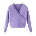 thumbnail image 4 of dazeni Girls Knit Wrap Crop Tops 5-15 Years Soft V Neck Long Sleeve Cropped Sweater Trendy Stretchy Dance Workout Tee Blouse Shirts, 4 of 7