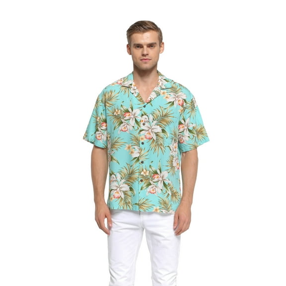 Hawaii Hangover Men and Big Men Orchid Floral Hawaiian Shirt, up to size 4XL