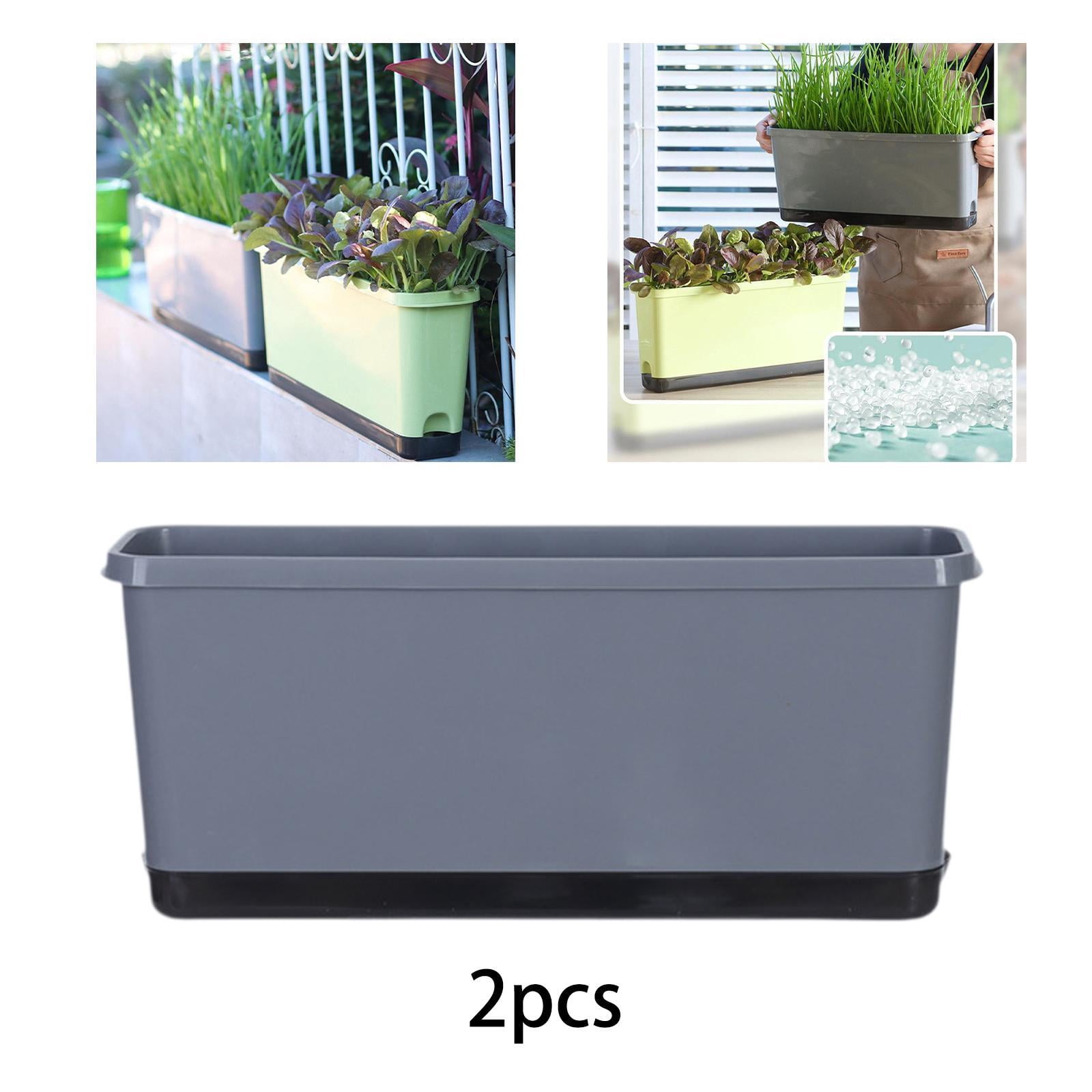 colaxi 2Pcs Window Box Planter Flower Pot with Drainage Holes with Absorbent Cotton Rope Versatile Accessories for Home Porch Sturdy Grey