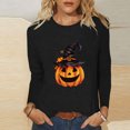 thumbnail image 2 of Raeneomay Long Sleeve Shirts Oversize Women Tops Halloween Casual Printed Round Neck Tops, 2 of 4