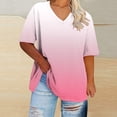 thumbnail image 2 of WRKEKC Summer Tops for Women Plus Size Solid Color V Neck Short Sleeve Casual Comfortable Versatile Everyday Layering Lounge T-Shirts, 2 of 4