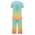 thumbnail image 4 of fatyb Women's Capri Pajama Sets Summer Comfy Short Sleeve Tops and Capris Pants Pjs Sleepwear with Pockets, 4 of 4