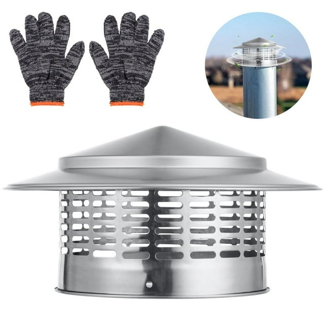 Bouchon de Cheminée Conique 6,3 Pouces, Couverture de Cheminée de Pluie Ronde avec Écran, Bouchon d'Échappement en Acier Inoxydable 304 avec Gants, Bouchon de Toit Résistant aux Intempéries pour Évent, Tuyau de Poêle Extérieur