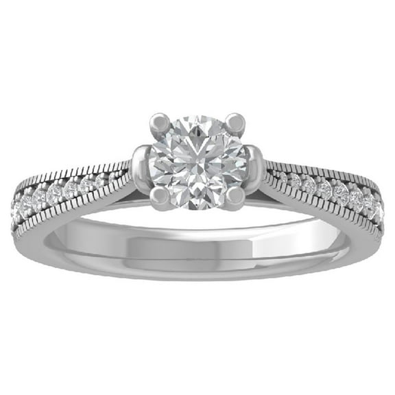 ARAIYA FINE JEWELRY 10K White Gold Diamond Engagement Ring (1 cttw, I-J Color, I2-I3 Clarity) Size 5