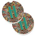 thumbnail image 1 of Lettre H Alphabet Tribal Rétro Ensemble Initial de 2 Porte-Gobelet Coaster Voiture, 1 of 1