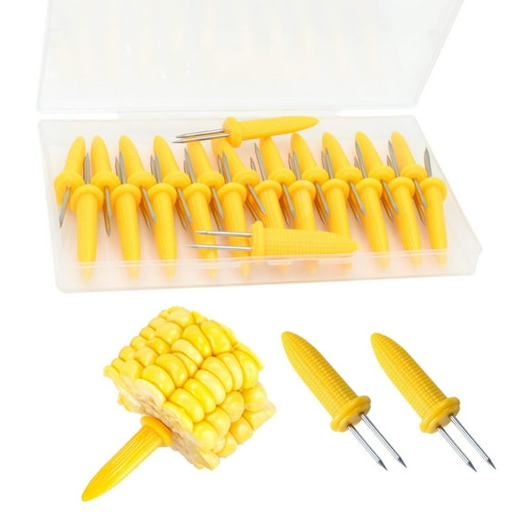 Dihmpor 24 Pack Stainless Steel Corn Holders - Corn on the Grill & Cob Skewers for Home & BBQ Cooking