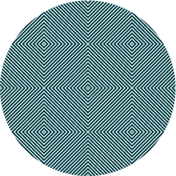 Ahgly Company Indoor Round Patterned Blue Lagoon Blue Area Rugs, 5' Round
