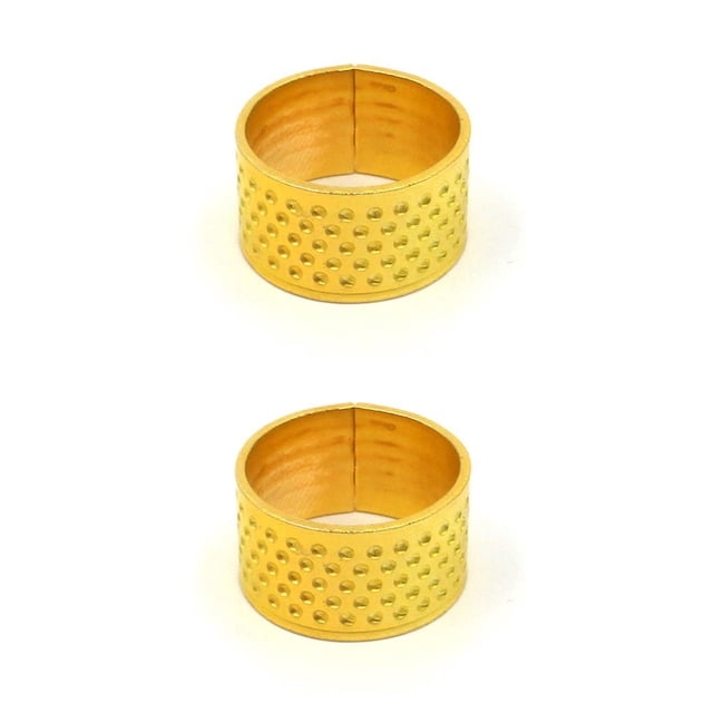 jesticaly Knitting Rings Finger for Protection Thimble Adjustable Specially-designed Handheld Carryable Safeguarding Crochet Tools Thicken Gold Ring 2Set
