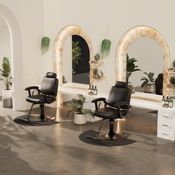 Baasha Premium Black Salon Chair, Reclining Salon Chair with Removable Headrest, Durable Steel Frame Stylist Hair Chair 360 Swivel All Purpose Hair Salon Chair for Barbershop Weight Capacity 330 lbs