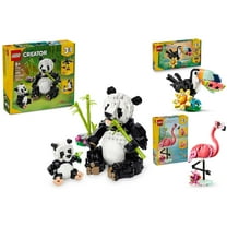 LEGO Creator 3 in 1 Wild Animals Panda Family, Tropical Toucan, and Pink Flamingo