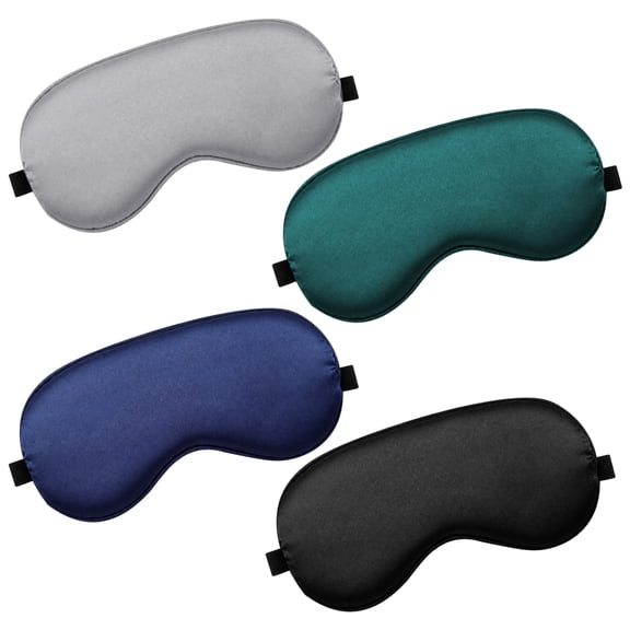 Abaima 4 Pack Silk Sleep Eye Mask, Adjustable Blackout Blindfold with Zero Pressure, Soft Comfortable Night Eye Cover for Women Men