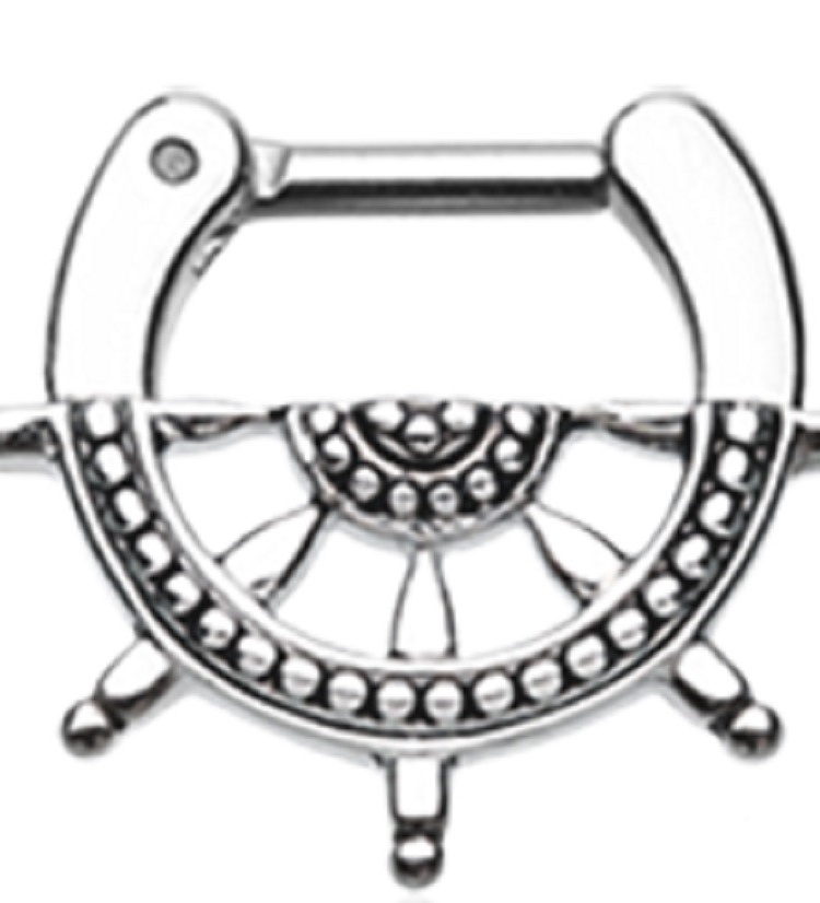 Classic Boat Nautical Wheel Septum Clicker Clickers 16g