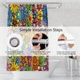 thumbnail image 6 of Colorful Bohemian Flowers Shower Curtain - Funky Retro Hippie 60s 70s Aesthetic, Washable Polyester Durable Fabric, Includes Hooks, 72x84 Inch, Perfect for Vintage-Inspired Bathrooms, 6 of 6