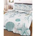 thumbnail image 2 of Quilts Twin Size, Turquoise Coastal Soft Comforter Bedding Set for Bed, Summer Beach Coral Shell Starfish Ocean Lightweight Quilted Bedspread with Pillow Cover(2 Pieces) for All Season, 68x86 Inch, 2 of 6