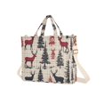 thumbnail image 7 of FORMRS Womens Corduroy Tote Bag Crossbody Shoulder Handbag with Pocket, Red Deer, 7 of 7