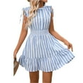 thumbnail image 2 of Npasoilc Summer Mini Dress for Women V-Neck Sleeveless Short Skirt A-Line Solid Color Ruffle Dress Casual Loose Tank Dresses, 2 of 7