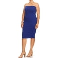 thumbnail image 2 of Women's Solid Basic Strapless Bodycon Plus Size Thick Mid-Length Dress/, 2 of 5