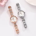 thumbnail image 5 of Reloj de cristal de lujo para mujer, pulsera de acero inoxidable con banda de oro rosa, relojes de vestir elegantes para mujer, reloj femenino, 5 of 5