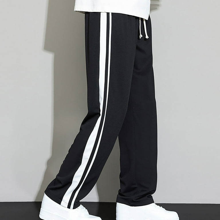YLSDY Men's Straight Leg Pants with Side Stripe Drawstring