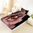 thumbnail image 4 of Castle Fairy Glam Black Woman Twin Sheets 3pcs,Stars Print Bedding,Pink White,1 Fitted Sheet, 1 Flat Sheet and 1 Pillowcase, 4 of 6