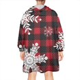 thumbnail image 2 of Wearable Oversized Blanket,Red Christmas Snowflake and Plaid Pattern Wearable Blanket Hoodie for Adults,Cozy Hooded Blankets with Super Pockets,Super Warm Fuzzy Pullover for Women & Men, 2 of 6