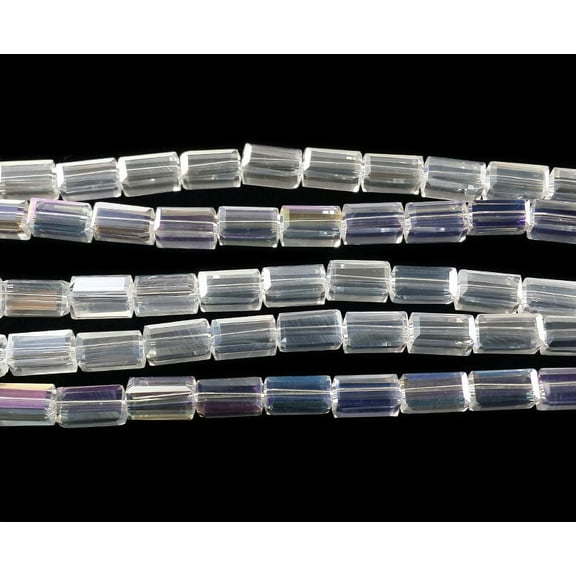 4.5x8mm Clear With Light Rainbow Ab Rectangle Glass Beads Genuine Gemstone Natural Jewelry Making