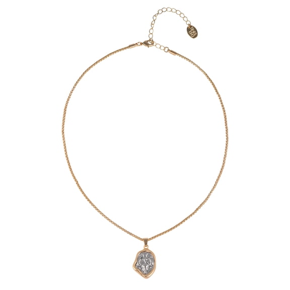 Time and Tru Goldtone Silvertone Reversible Pendant "Taurus" Necklace