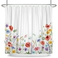 thumbnail image 3 of MIZHONA Spring Floral Shower Curtain Watercolor Flowers Plants Fabric Bathroom Curtain 72x72 in, 3 of 4