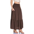 thumbnail image 6 of GJSYRH Women's Summer Casual Elegant Smock Layered Tiered Maxi Skirt High Waisted A Line Flowy Long Skirts with Pockets Brown XL, 6 of 7