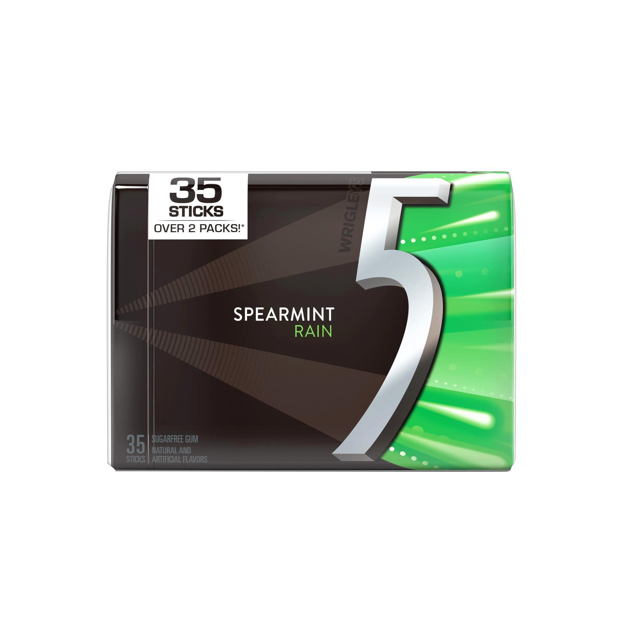 Wrigley's 5 Spearmint Rain Sugarfree Gum (Pack of 4)