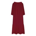 thumbnail image 4 of AherBiu Robe Longue à Manches 3/4 pour Femmes, Col Rond Smocké, Droite, Ample, Décontractée, 4 of 6